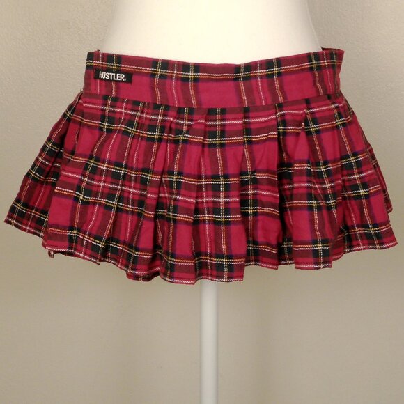Hustler Hollywood Dresses & Skirts - Y2K Vintage Hustler of Hollywood Schoolgirl Skirt Plaid Red Size Medium